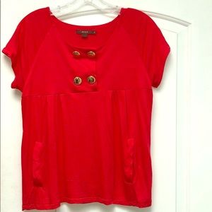 Reiss red 4 button top sz M